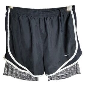 Nike Small Womens Tempo 2-in-1 Dri-FIT Running Shorts Black White 749460-011
